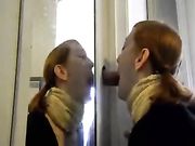 Amateur gloryhole oral sex and cum in her mouth