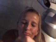 Busty French wife enjoys getting her face covered with sperm
