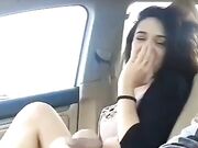 Mesmerizing brunette he just met reluctantly agrees to suck his cock in car